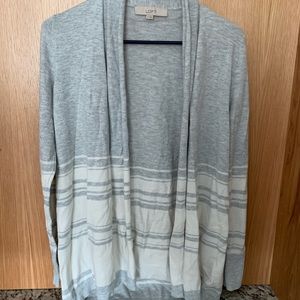 Loft White & Grey Striped Cardigan